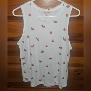 Philosophy Watermelon Print White Tank Top
